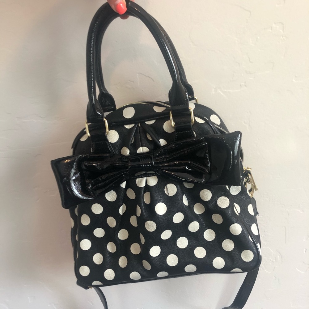 Betsey Johnson Black and White Polka Dot Bow purse